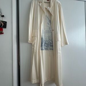 Cream and blue painting Staud coat